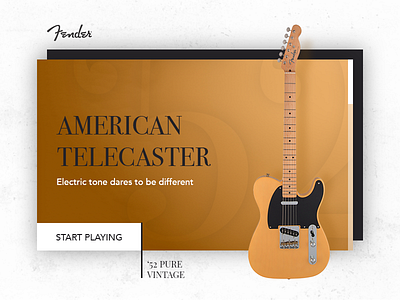 American Vintage '52 Telecaster® Product Card clean concept design fender guitar layout minimal product ui vintage web website