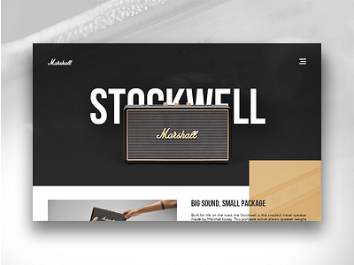 Marshall® Stockwell Speaker Concept Microsite card clean dark gold marshall modern product ui website white