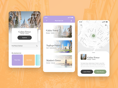 City Guide App of Istanbul - Adobe XD Playoff app city clean design explore istanbul layout minimal mobile modern travel ui ux xd