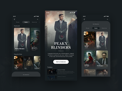 Dark Mode On! - Collection App Concept clean dark dark app dark mode dark theme dark ui design layout minimal movie series tv tv app tv show ui