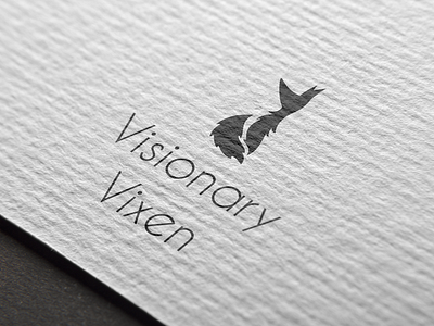 Visionary Vixen animal black and white custom feminine logo vector