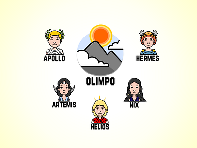 Olimpo Project avatar cartoon color gods greek icon illustrator inkscape logo mythology toon vector