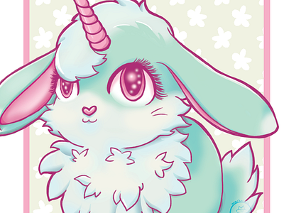 Bunnicorn animal bunny cartoon color cute fantasy illustration mint pastels photoshop pink unicorn