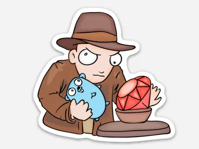 Indiana Golang adobe cartoon coding go golang gopher illustrator indiana jones programming ruby sticker vector