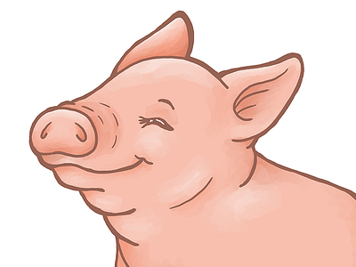 Happigness animal cartoon color cute drawing happy illustration photoshop pig practice