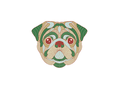 Pug Portrait animal dog doggo icon illustration illustrator portrait portrait art pug sticker sticker design symmetrical vector vector art