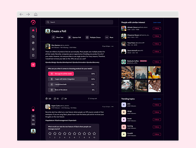 Polly - Social app for Polls (Dark Mode) darkmode freelancing polls productdesign uidesign uxdesign uxdesigner webdesign