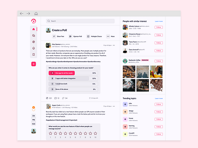 Polly - Social app for Polls (Light Mode) appdesign designagency polls productdesign socialmedia socialnetwork theinfinitecanvas uidesign uidesigner uxdesigner webdesign