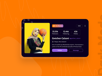 Polly - Social Media Profile Card (Dark Mode)