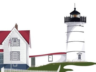 Nubble illustration illustrator lighthouse maine vector