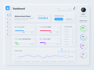 Private Banking Dashboard - Noumorphic