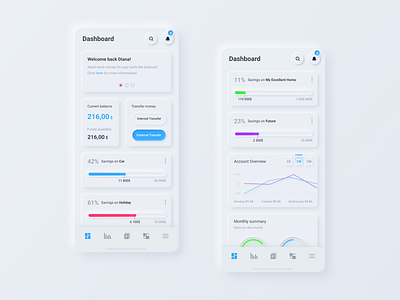 Mobile Private Banking Dashboard Noumorphic account app bank dashboard design graph ios minimalistic mobile dashboard money neumorph neumorphic neumorphism ui ux web