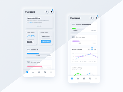 Mobile Private Banking Dashboard   Neumorhphic Flat