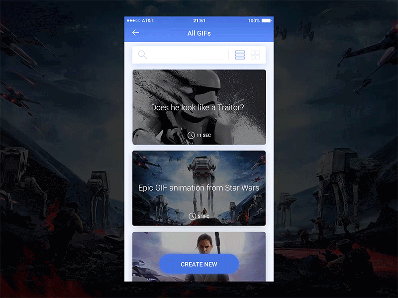 Gif Maker animation app gif ios starwars ui ux