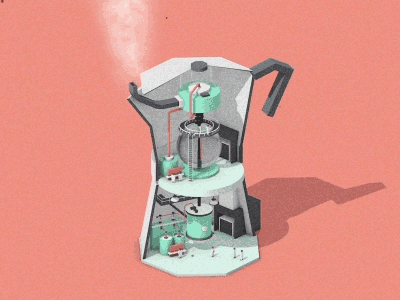 Bialetti Coffee Factory 3d aftereffects animation bialetti c4d cinema4d coffee factory isometric lowpoly