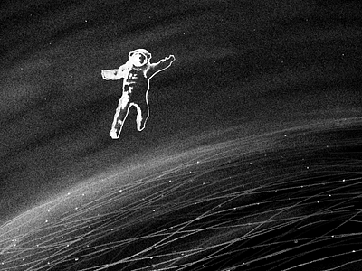 Jump astronaut dawn horizon progress sketch space