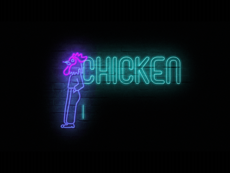 Chickenland Web Series (Logo Animation) #1 2d animation brick wall character animation glow led line artwork neon neon light neon sign retro retro style