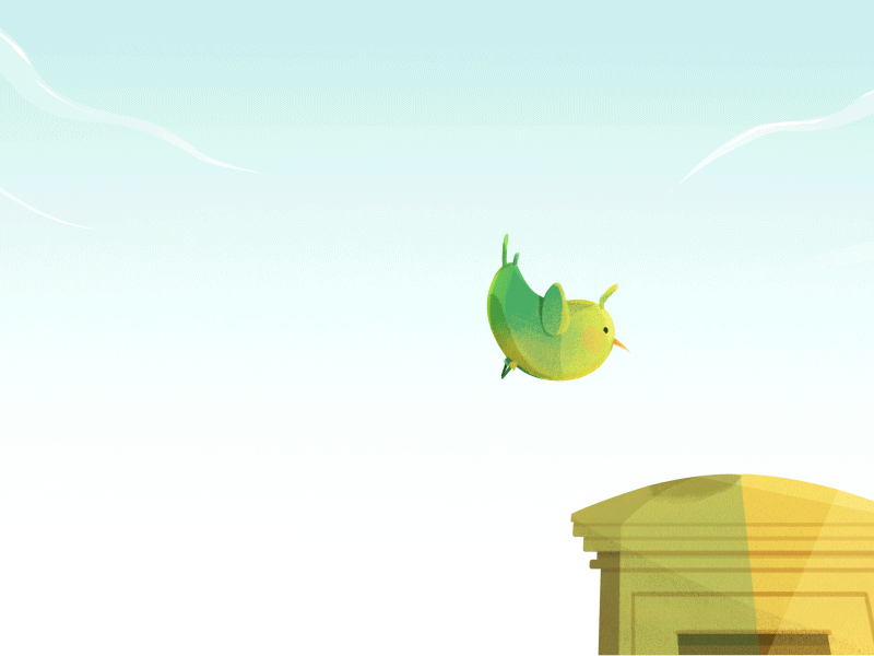 Landing Bird 2d animation bird box flying landing mailbox sky wing wingflap