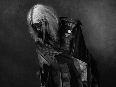 Fever Ray black and white digital painting