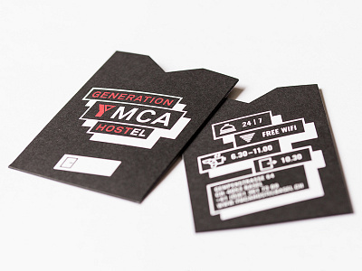 Key card holder for hostel black graphic design hostel icon key card keycard offset paper print red vector white