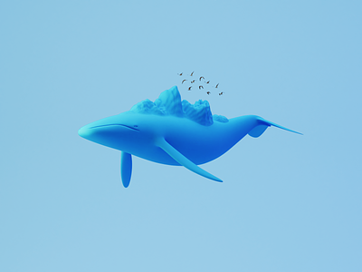 Day 94-96 Mountain Whale 100daysof3d 100daysof3dbytx 3d bird blender blendercycles flying mountain the100dayproject whale 庄子 逍遥游 鲲