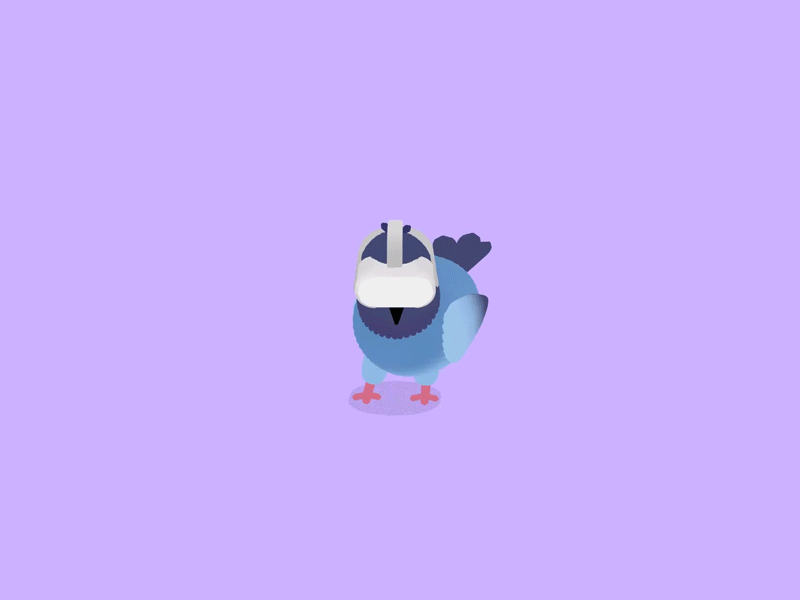 Day 69-70 Metaverse Pigeon 100daysofvr 100daysofvrbytx 3d dancing headset metaverse oculus pigeon quest 2 quill quillustration the100dayproject virtual animation vr