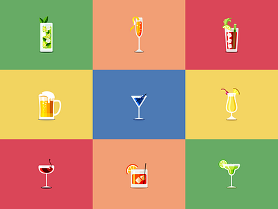Cocktail Series 100daysofvector beer bloodymary cocktail french75 manhattan margarita martini mojito oldfashioned pinacolada the100dayproject