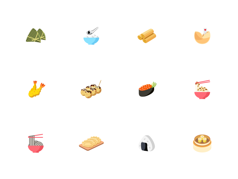 Asian Food Icon Set by Tiantian Xu on Dribbble