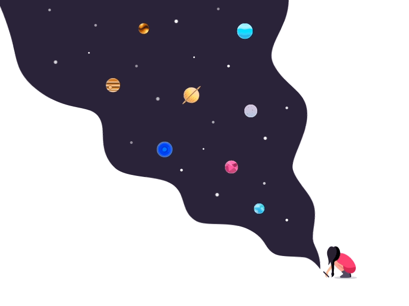 Day 99-100 Galaxy 100daysofmotion aftereffects animation galaxy girl motion painting planet sketchapp the100dayproject universe