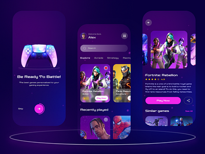 Gaming App 3d app design ui ux vector