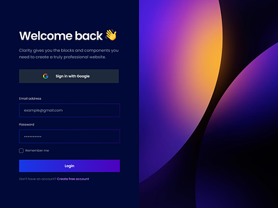 Welcome Back Page app design ui ux