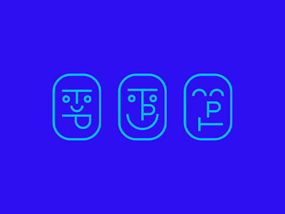 Party Faces. blue emoji emotion face fun funny happy illustration line minimal party
