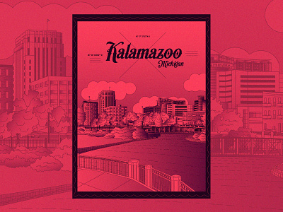 Kalamazoo Poster design illustration illustrator kalamazoo michigan photoshop poster poster design print skyline vector