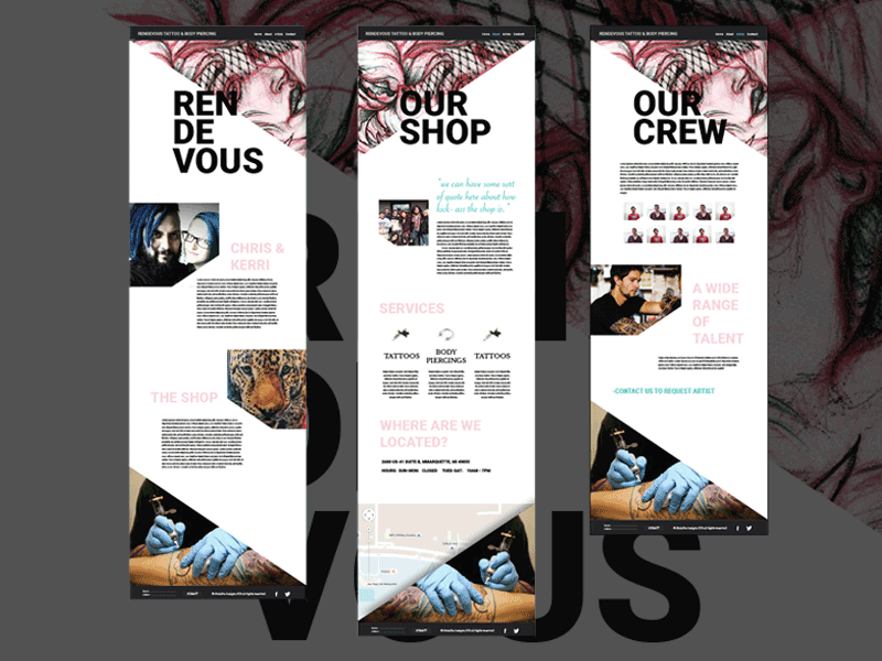 Rendevous Mock css html rendevous sharp shelafoe designs tattoos web