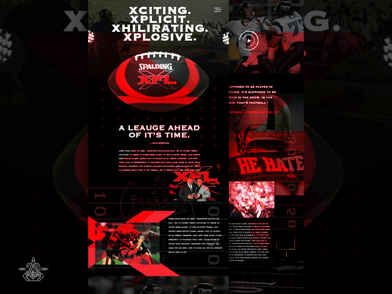 03. XFL collage css football gridiron html jquery wrestling xfl