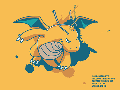 Pokemon Challenge - Dragonite dragon dragon pokemon dragonite illustration illustrator pokemon pokemon challenge vector