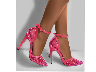 Pink shoes illustration