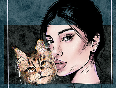 Meow digital portrait illustration
