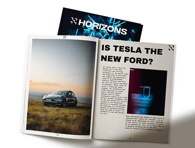 HORIZONS Magazine advertisment animation art artist branding car design graphic design illustration layout logo magazine minimal mockup tesla typeface typography ui vector