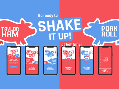 Shake It Up! branding design flat game art pigs pork roll taylor ham typography vector