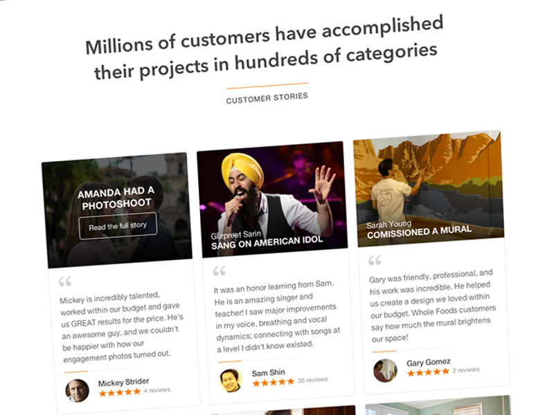 Homepage thumbtack homepage home ui