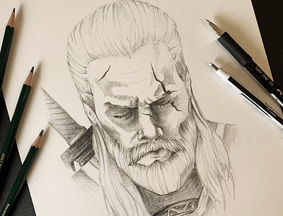 The Witcher - Portrait Sketch art bristolvellum drawing pencil portrait