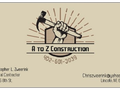 A to Z Construction bussines card design logo vector