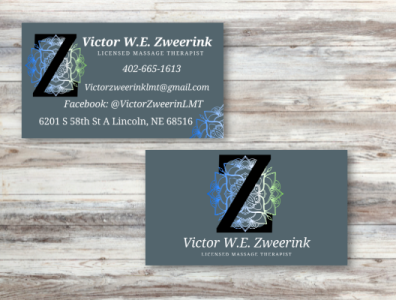 Businesses card for Victor Zweerink, LMT bussines card design illustration logo vector