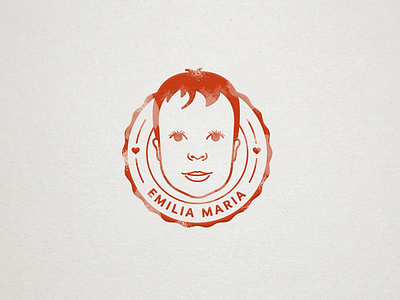 Baby stamp baby face illustration red stamp