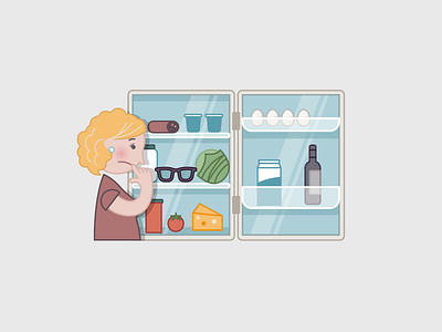 Editorial illustration about dementia food fridge glasses illustration vector woman