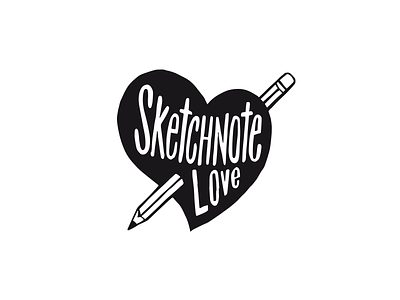 Sketchnote Love Logo black heart lettering logo pen sketchnote sketchnotes white