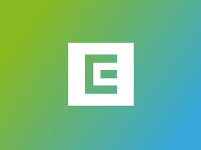 E Logo blue e green letter logo minimal square