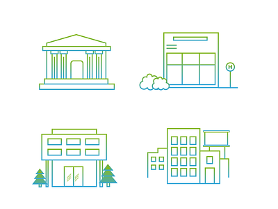 Building illustration agency architecture bank blue building foundation green insurance outline vector