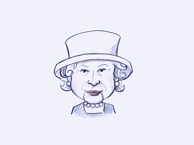 Portrait of Queen Elizsabeth analogue colorpencil drawing illustration portrait queen woman